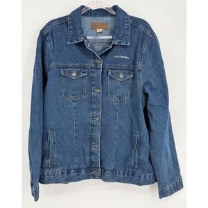 Port Authority Google Partners Denim Jacket Womens Blue Jean Trucker Coat Sz 3XL